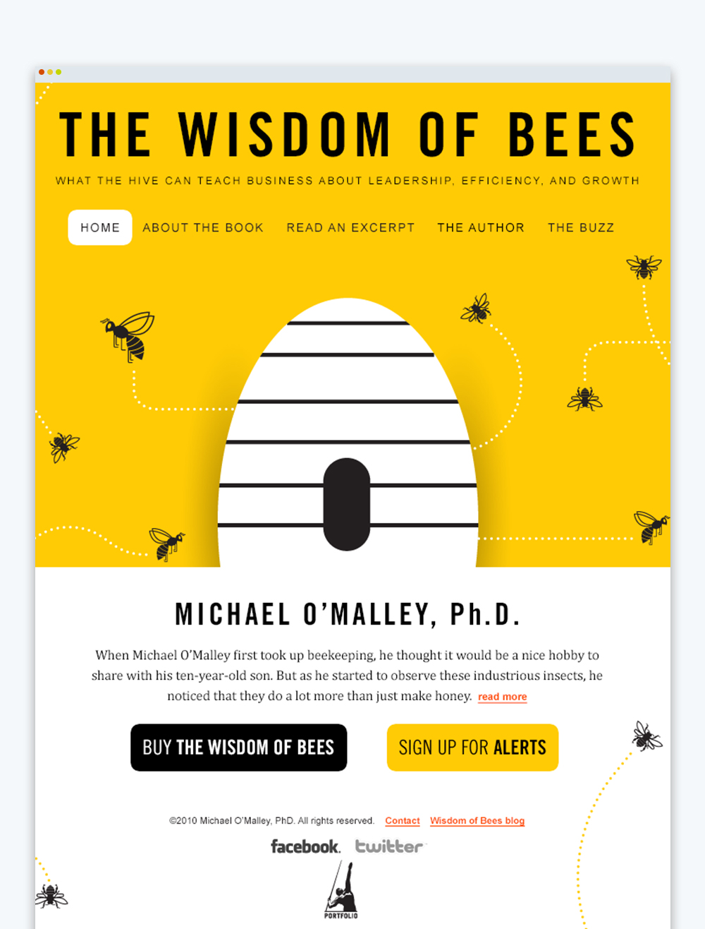 Website promoting The Wisdom of Bees book