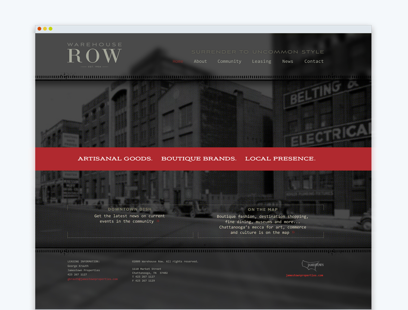 Warehouse Row Website Home Page