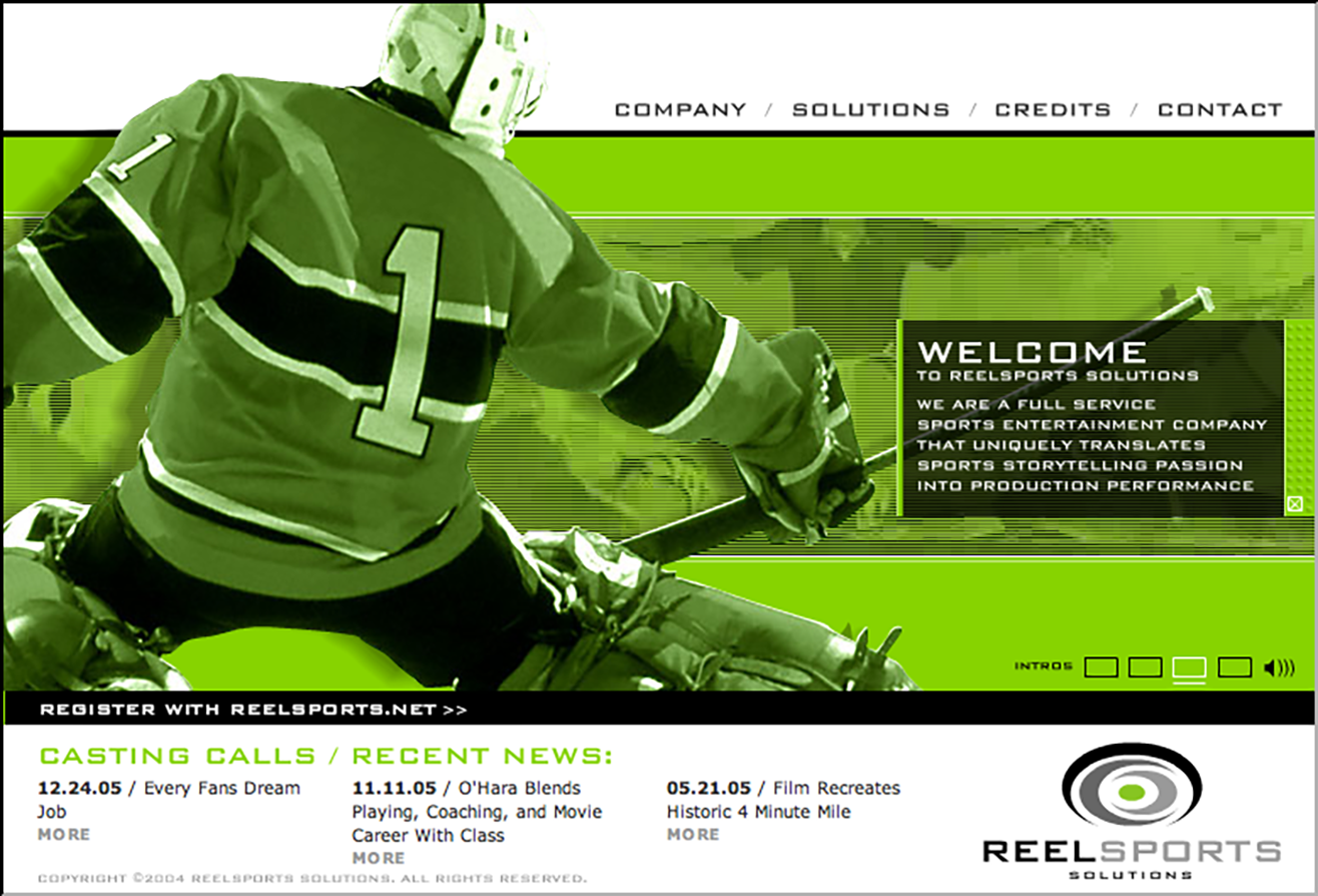 ReelSports flash site design circa 2005