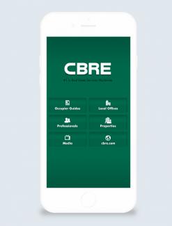 CBRE iOS application on iPhone