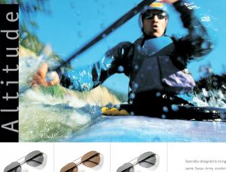 Man in kayak wearing Swiss Army shades